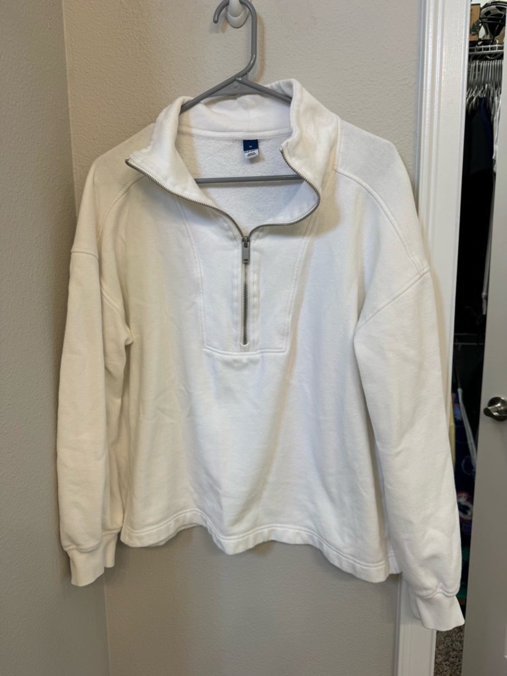 Old Navy White Half-Zip Pullover